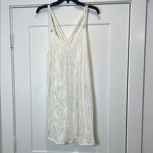 Vintage Expressions by California Dynasty Ivory Satin Slip Dress size medium.